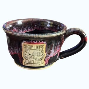 New Hope Mills Handmade Grayfox Pottery Latte Soup Mug Dripped Glazed